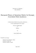 Cover page: Emergent Phases of Quantum Matter in Strongly Correlated Mott Insulators