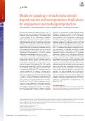 Cover page: Melatonin signaling in mitochondria extends beyond neurons and neuroprotection: Implications for angiogenesis and cardio/gastroprotection