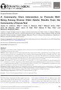 Cover page: A Community Choir Intervention to Promote Well-Being Among Diverse Older Adults: Results From the Community of Voices Trial