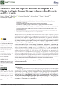 Cover page: Additional Fruit and Vegetable Vouchers for Pregnant WIC Clients: An Equity-Focused Strategy to Improve Food Security and Diet Quality