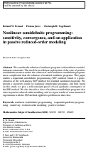 Cover page: Nonlinear semidefinite programming: sensitivity, convergence, and an application in passive reduced-order modeling