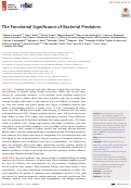 Cover page: The Functional Significance of Bacterial Predators
