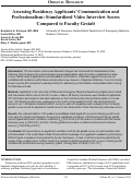 Cover page: Assessing Residency Applicants’ Communication and Professionalism: Standardized Video Interview Scores Compared to Faculty Gestalt