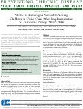 Cover page: Status of Beverages Served to Young Children in Child Care After Implementation of California Policy, 2012-2016.