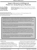 Cover page: Impact of Burnout on Self-Reported Patient Care Among Emergency Physicians