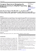 Cover page: Caregiver Experiences Navigating the Diagnostic Journey in a Rapidly Progressing Dementia