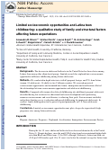 Cover page: Limited socioeconomic opportunities and Latina teen childbearing: a qualitative study of family and structural factors affecting future expectations.