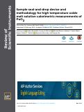 Cover page: Sample seal-and-drop device and methodology for high temperature oxide melt solution calorimetric measurements of PuO<sub>2</sub>.