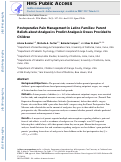 Cover page: Postoperative pain management in Latino families: parent beliefs about analgesics predict analgesic doses provided to children.