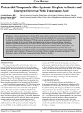 Cover page: Pericardial Tamponade After Systemic Alteplase in Stroke and Emergent Reversal With Tranexamic Acid