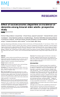 Cover page: Effect of socioeconomic disparities on incidence of dementia among biracial older adults: prospective study