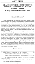 Cover page: Up and Down the Multinational Corporations’ Global Labor Supply chains: Making Remedies that Work in China