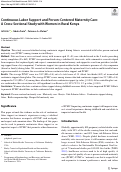 Cover page: Continuous Labor Support and Person-Centered Maternity Care: A Cross-Sectional Study with Women in Rural Kenya.