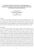 Cover page: Quantitative Differences Between the Working Memory of  Chimpanzees and Humans Give Rise to Qualitative Differences: Subitizing and Cranial Development
