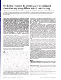 Cover page: Predicting response to breast cancer neoadjuvant chemotherapy using diffuse optical spectroscopy