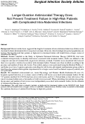 Cover page: Longer-Duration Antimicrobial Therapy Does Not Prevent Treatment Failure in High-Risk Patients with Complicated Intra-Abdominal Infections