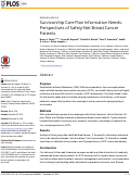 Cover page: Survivorship Care Plan Information Needs: Perspectives of Safety-Net Breast Cancer Patients