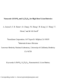 Cover page: Nanoscale LiFePO4 and Li4Ti5O12 for High Rate Li-ion Batteries