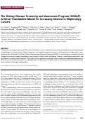 Cover page: The Kidney Disease Screening and Awareness Program (KDSAP): A Novel Translatable Model for Increasing Interest in Nephrology Careers