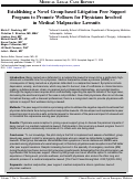 Cover page: Establishing a Novel Group-based Litigation Peer Support Program to Promote Wellness for Physicians Involved in Medical Malpractice Lawsuits