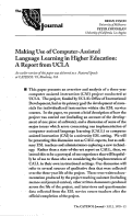 Cover page: Making Use of Computer-Assisted Language Learning in Higher Education: A Report From UCLA