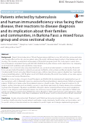 Cover page: Patients infected by tuberculosis and human immunodeficiency virus facing their disease, their reactions to disease diagnosis and its implication about their families and communities, in Burkina Faso: a mixed focus group and cross sectional study