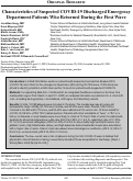 Cover page: Characteristics of Suspected COVID-19 Discharged Emergency Department Patients Who Returned During the First Wave