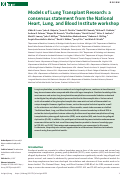 Cover page: Models of Lung Transplant Research: a consensus statement from the National Heart, Lung, and Blood Institute workshop