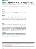 Cover page: Recent cannabis use in HIV is associated with reduced inflammatory markers in CSF and blood