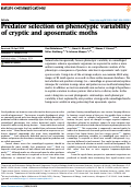 Cover page: Predator selection on phenotypic variability of cryptic and aposematic moths.