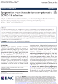 Cover page: Epigenetics may characterize asymptomatic COVID-19 infection