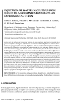 Cover page: INJECTION OF WATER-IN-OIL EMULSION JETS INTO A SUBSONIC CROSSFLOW: AN EXPERIMENTAL STUDY