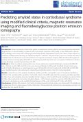 Cover page: Predicting amyloid status in corticobasal syndrome using modified clinical criteria, magnetic resonance imaging and fluorodeoxyglucose positron emission tomography