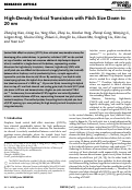 Cover page: High-Density Vertical Transistors with Pitch Size Down to 20&nbsp;nm.