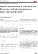 Cover page: Quantitative and qualitative analysis of [18F]FDG and [18F]FAZA positron emission tomography of head and neck cancers and associations with HPV status and treatment outcome