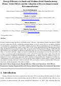 Cover page: Energy Efficiency in Small and Medium-Sized Manufacturing Firms: Order Effects and the Adoption of Process Improvement Recommendations