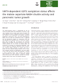 Cover page: SIRT3‐dependent GOT2 acetylation status affects the malate–aspartate NADH shuttle activity and pancreatic tumor growth