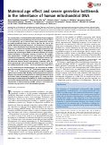 Cover page: Maternal age effect and severe germ-line bottleneck in the inheritance of human mitochondrial DNA.