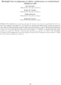 Cover page: Hindsight bias in judgments of others’ performance on inattentional blindness tasks