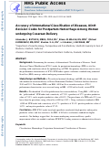 Cover page: Accuracy of international classification of diseases, ninth revision, codes for postpartum hemorrhage among women undergoing cesarean delivery