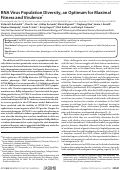 Cover page: RNA Virus Population Diversity, an Optimum for Maximal Fitness and Virulence*