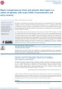 Cover page: Reply: Intrapulmonary shunt and alveolar dead space in a cohort of patients with acute COVID-19 pneumonitis and early recovery