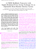 Cover page: A CMOS MedRadio Transceiver With Supply-Modulated Power Saving Technique for an Implantable Brain–Machine Interface System