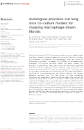 Cover page: Autologous precision-cut lung slice co-culture models for studying macrophage-driven fibrosis