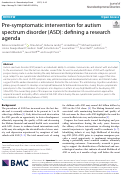 Cover page: Pre-symptomatic intervention for autism spectrum disorder (ASD): defining a research agenda