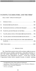 Cover page: Patents, Tax Shelters, and the Firm