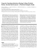 Cover page: Cigarette smoking initiation during college predicts future alcohol involvement: a matched-samples study.