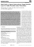 Cover page of Metal Oxide vs Organic Semiconductor Charge Extraction Layers for Halide Perovskite Indoor Photovoltaics