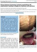 Cover page: Classic features of primary systemic amyloidosis (AL amyloidosis) leading to diagnosis of plasma cell myeloma