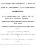 Cover page: Uncovering the Relationship between Diameter and Height of Electrodeposited Lithium Protrusions in a Rigid Electrolyte